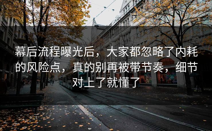 幕后流程曝光后，大家都忽略了内耗的风险点，真的别再被带节奏，细节对上了就懂了