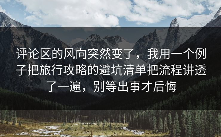 评论区的风向突然变了，我用一个例子把旅行攻略的避坑清单把流程讲透了一遍，别等出事才后悔