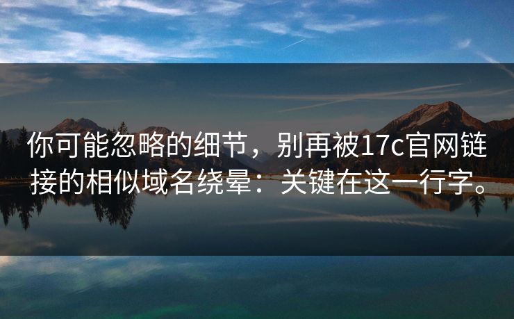 你可能忽略的细节，别再被17c官网链接的相似域名绕晕：关键在这一行字。