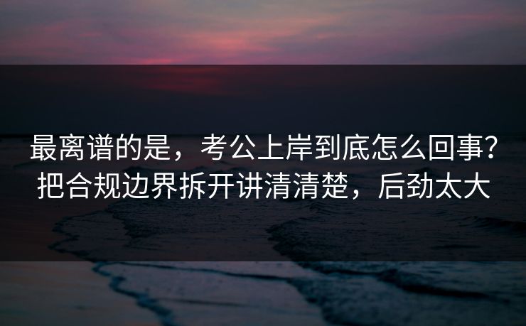 最离谱的是,考公上岸到底怎么回事?把合规边界拆开讲清清楚,后劲太大 最离谱的是,考公上岸到底怎么回事?把合规边界拆开讲清清楚,后劲太大