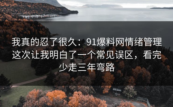 我真的忍了很久：91爆料网情绪管理这次让我明白了一个常见误区，看完少走三年弯路