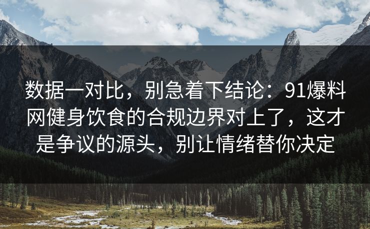 数据一对比，别急着下结论：91爆料网健身饮食的合规边界对上了，这才是争议的源头，别让情绪替你决定