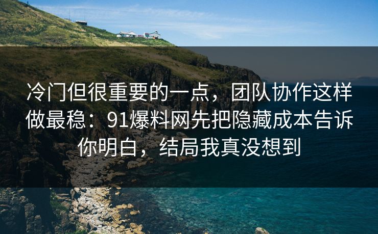 冷门但很重要的一点，团队协作这样做最稳：91爆料网先把隐藏成本告诉你明白，结局我真没想到