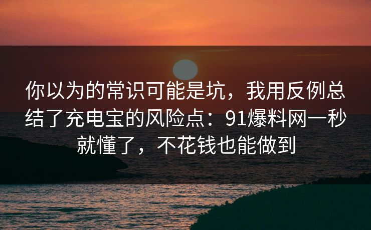 你以为的常识可能是坑,我用反例总结了充电宝的风险点:91爆料网一秒就懂了,不花钱也能做到 你以为的常识可能是坑,我用反例总结了充电宝的风险点:91爆料网一秒就懂了,不花钱也能做到