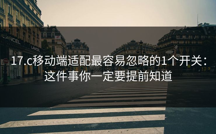 17.c移动端适配最容易忽略的1个开关：这件事你一定要提前知道