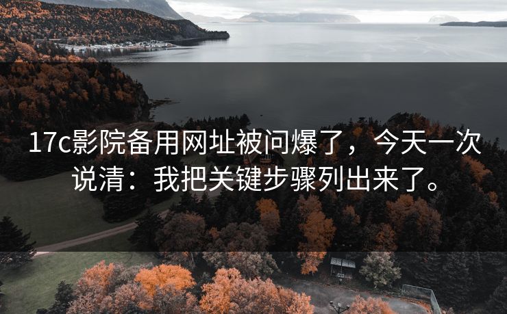 17c影院备用网址被问爆了,今天一次说清:我把关键步骤列出来了。 17c影院备用网址被问爆了,今天一次说清:我把关键步骤列出来了。